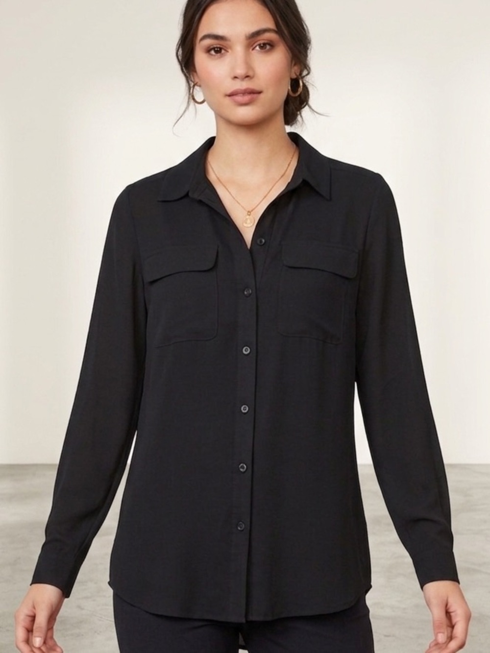 LE CHÂTEAU black soft button down collared long sleeve dress shirt